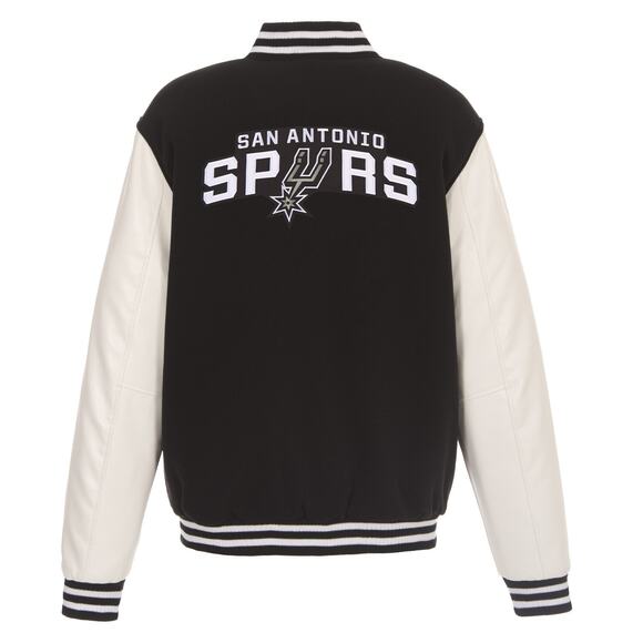 San Antonio Spurs Reversible Fleece Jacket with Faux Leather Sleeves - Picture 1 of 4